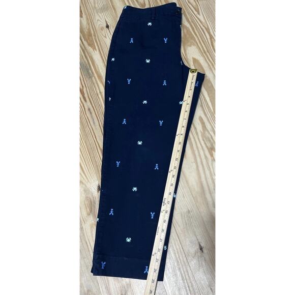 Talbots The Perfect Crop Curvy Pants Blue Embroidered Lobster Crabs Nautical 8 - Picture 6 of 6